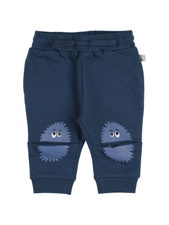 Stella Mccartney Kids: Monster print cotton sweatpants - Blue - kids-boys_0 | Luisa Via Roma