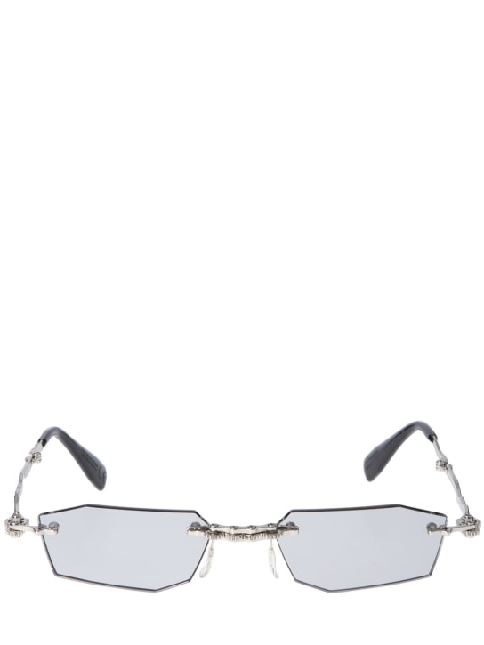 Kuboraum Berlin: H40 foldable acetate & metal sunglasses - Silver/Grey - men_0 | Luisa Via Roma