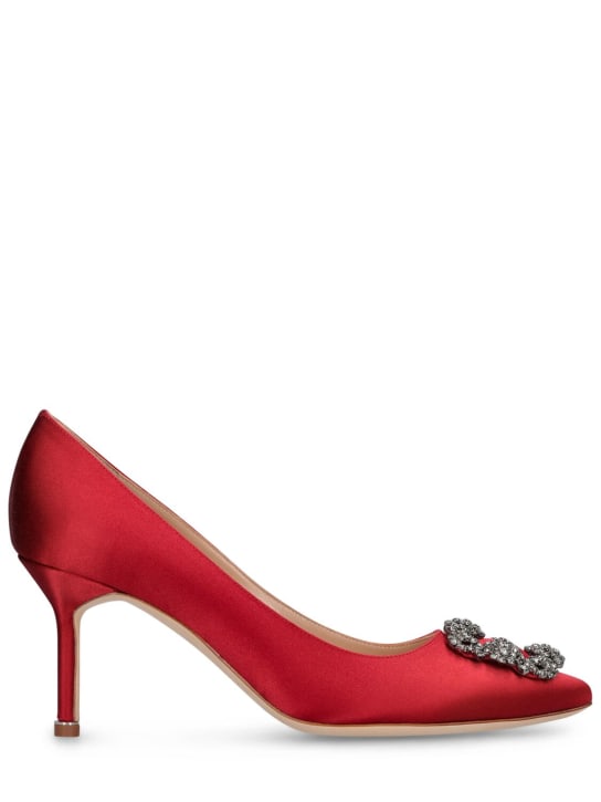 Manolo Blahnik: Zapatos de tacón de satén 70mm - Rojo Oscuro - women_0 | Luisa Via Roma