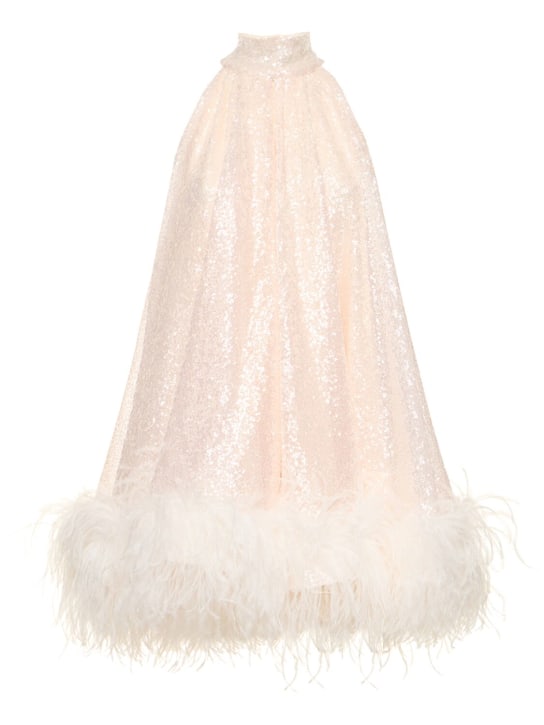 16arlington: Cindy sequined mini dress w/feathers - Elfenbein - women_0 | Luisa Via Roma