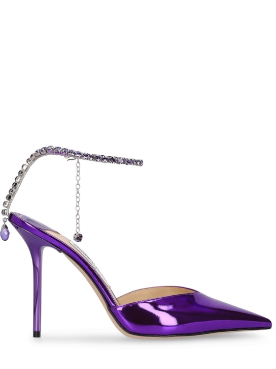Jimmy Choo: 100毫米Saeda金属色皮革高跟鞋 - 紫色 - women_0 | Luisa Via Roma