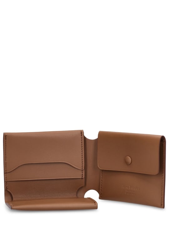 Acne Studios: Fold leather wallet - Camel Brown - men_1 | Luisa Via Roma