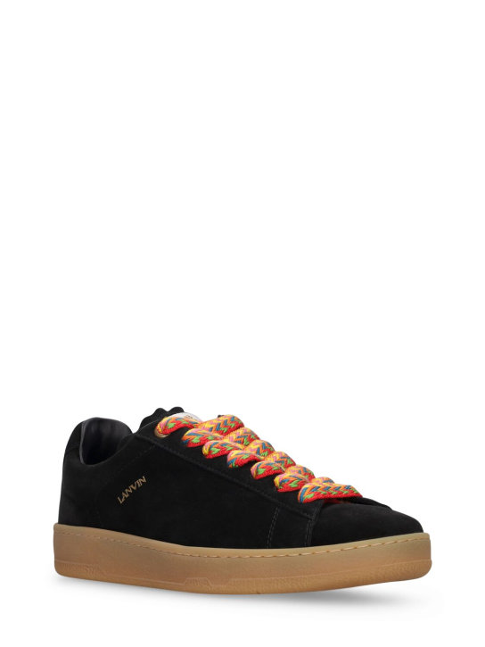 Lanvin: Lite curb leather low top sneakers - Black - men_1 | Luisa Via Roma