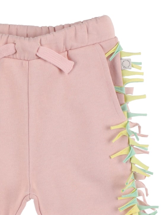 Stella Mccartney Kids: Pantaloni in felpa di cotone organico / frange - Rosa - kids-girls_1 | Luisa Via Roma