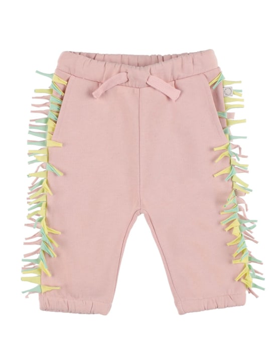 Stella Mccartney Kids: Fringed organic cotton sweatpants - Pink - kids-girls_0 | Luisa Via Roma