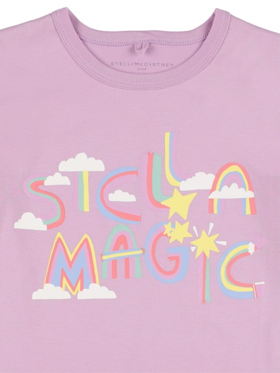 Stella Mccartney Kids: T-shirt en coton biologique imprimé caoutchouté - Violet Clair - kids-girls_1 | Luisa Via Roma