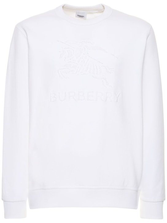 Burberry: Sweat-shirt en coton à col ras-du-cou Rayner - Blanc - men_0 | Luisa Via Roma