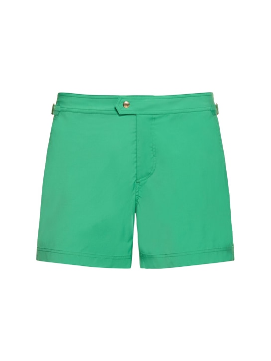Tom Ford: Bañador shorts de popelina estampado - Verde - men_0 | Luisa Via Roma