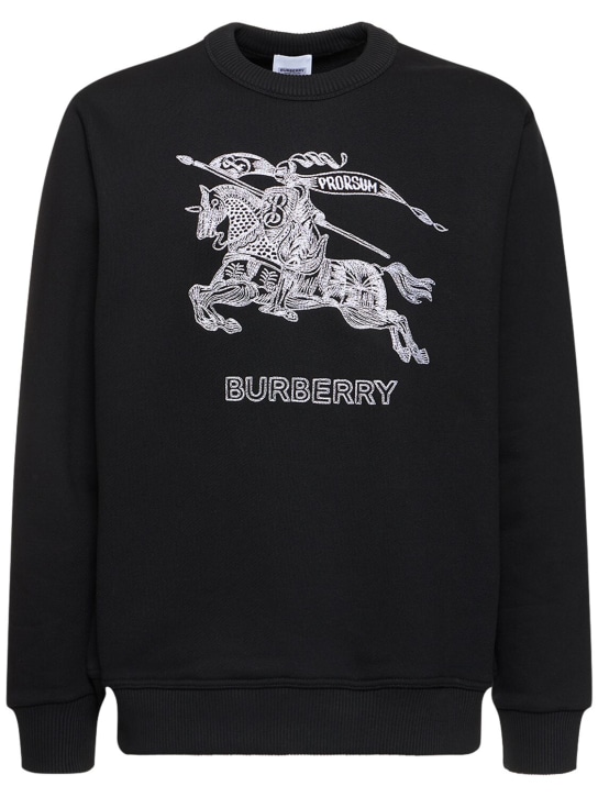 Burberry: Sweat-shirt à col ras-du-cou avec logo Darby - Noir - men_0 | Luisa Via Roma