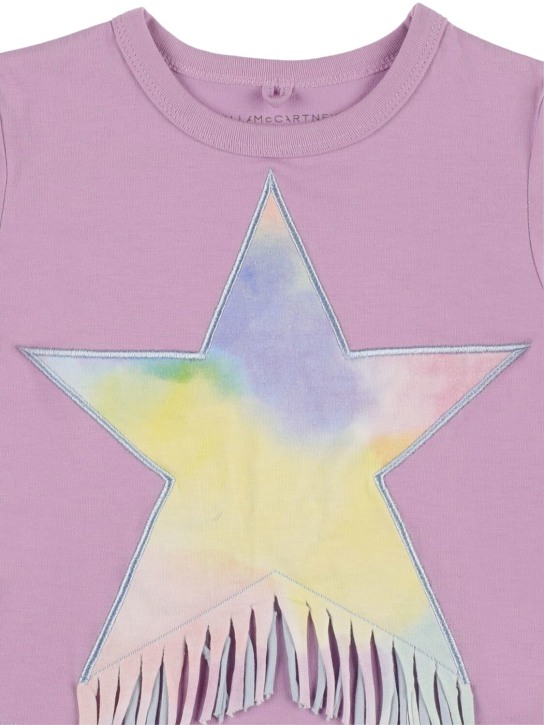 Stella Mccartney Kids: T-shirt en coton biologique avec patch étoile - Violet Clair - kids-girls_1 | Luisa Via Roma