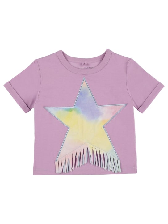 Stella Mccartney Kids: T-shirt en coton biologique avec patch étoile - Violet Clair - kids-girls_0 | Luisa Via Roma