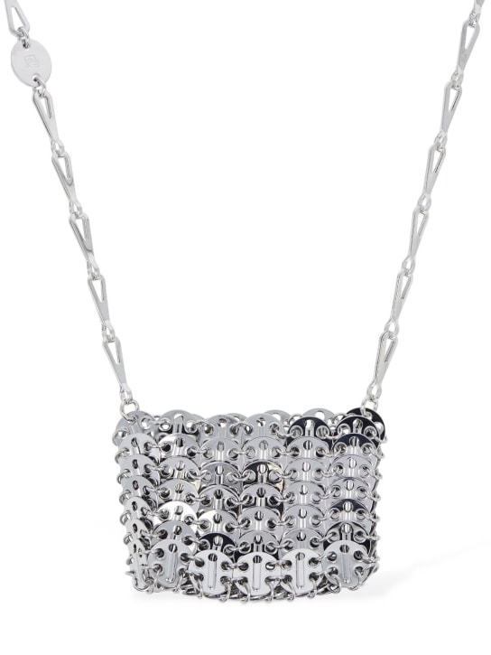 Rabanne: 1969 Micro bag crystal necklace - Silver - women_0 | Luisa Via Roma