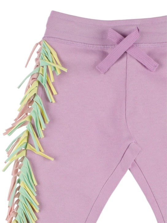 Stella Mccartney Kids: Cotton sweatpants w/ fringes - Açık Mor - kids-girls_1 | Luisa Via Roma