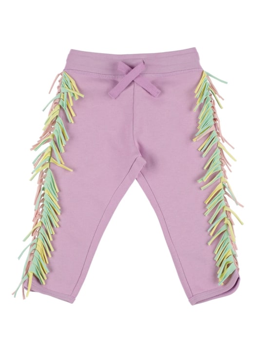 Stella Mccartney Kids: Cotton sweatpants w/ fringes - Light Lila - kids-girls_0 | Luisa Via Roma