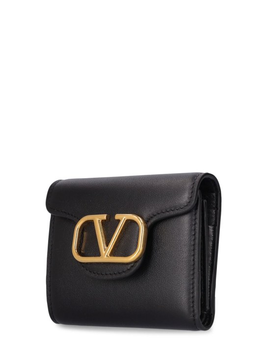 Valentino Garavani: Locò leather French flap wallet - Black - women_1 | Luisa Via Roma