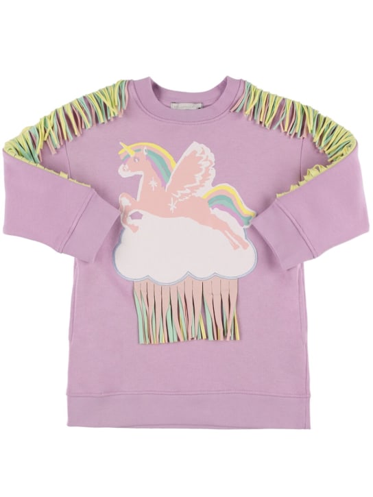 Stella Mccartney Kids: Unicorn print organic cotton dress - Açık Mor - kids-girls_0 | Luisa Via Roma