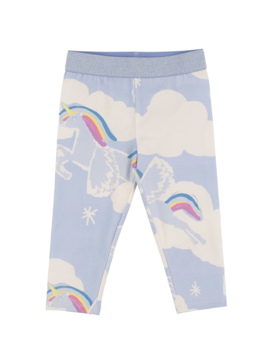 Stella Mccartney Kids: Unicorn print organic cotton leggings - Açık Mavi - kids-girls_0 | Luisa Via Roma