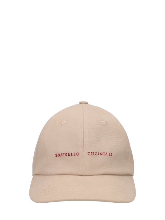 Brunello Cucinelli: Logo cotton gabardine baseball cap - men_0 | Luisa Via Roma