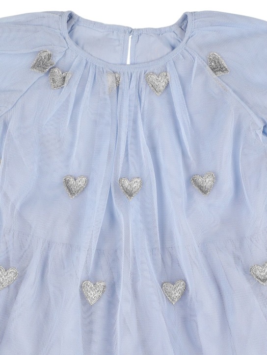 Stella Mccartney Kids: Recycled poly tulle dress w/ patches - Açık Mavi - kids-girls_1 | Luisa Via Roma