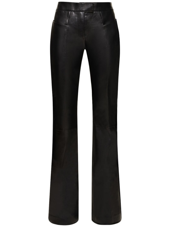 Tom Ford: Flared low rise leather pants - Black - women_0 | Luisa Via Roma