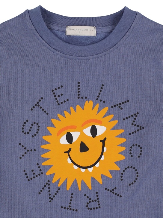 Stella Mccartney Kids: Sun print organic cotton sweatshirt - Blue - kids-boys_1 | Luisa Via Roma