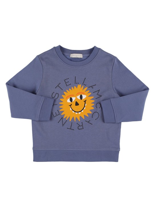 Stella Mccartney Kids: Sweat-shirt en coton biologique imprimé soleil - Bleu - kids-boys_0 | Luisa Via Roma