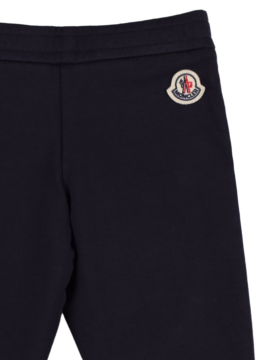 Moncler: Pantaloni in felpa di cotone stretch - Navy - kids-boys_1 | Luisa Via Roma