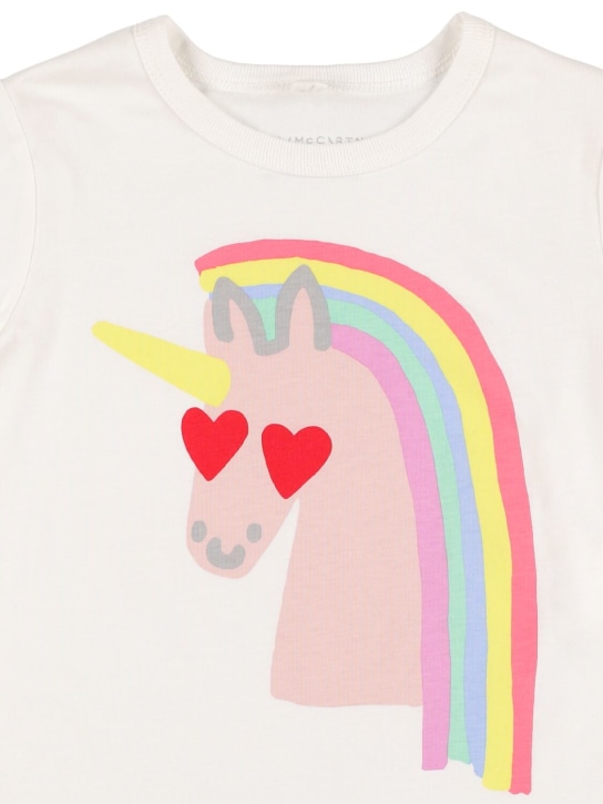 Stella Mccartney Kids: Unicorn print organic cotton t-shirt - Beyaz - kids-girls_1 | Luisa Via Roma