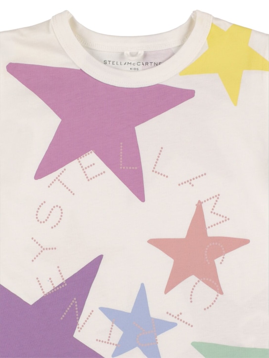 Stella Mccartney Kids: Logo print organic cotton t-shirt - Renkli - kids-girls_1 | Luisa Via Roma