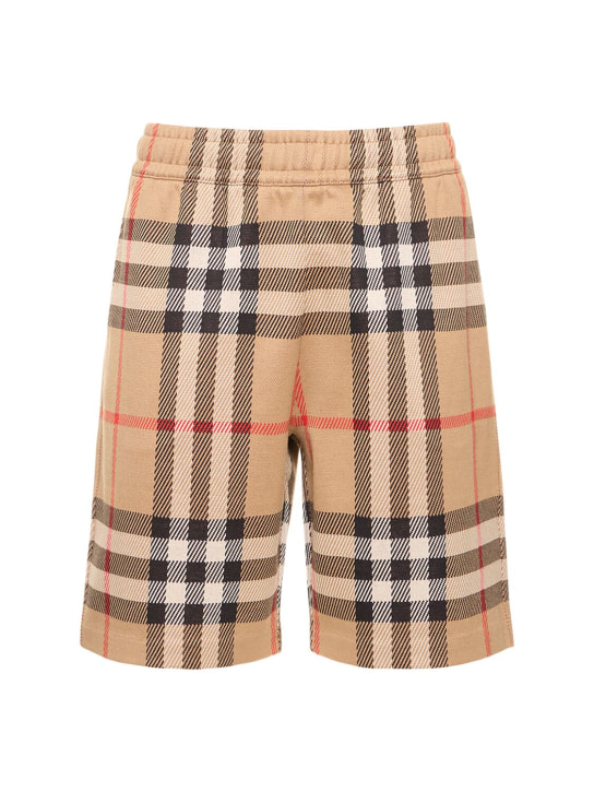 Burberry: Ferryfield Check print sweat shorts - Archive Beige - men_0 | Luisa Via Roma