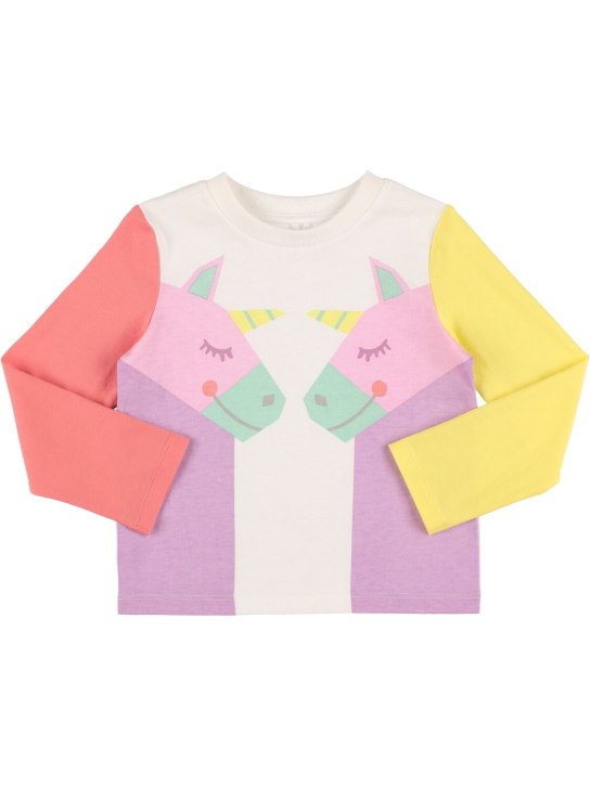 Stella Mccartney Kids: T-shirt en coton biologique imprimé licornes - Multicolore - kids-girls_0 | Luisa Via Roma