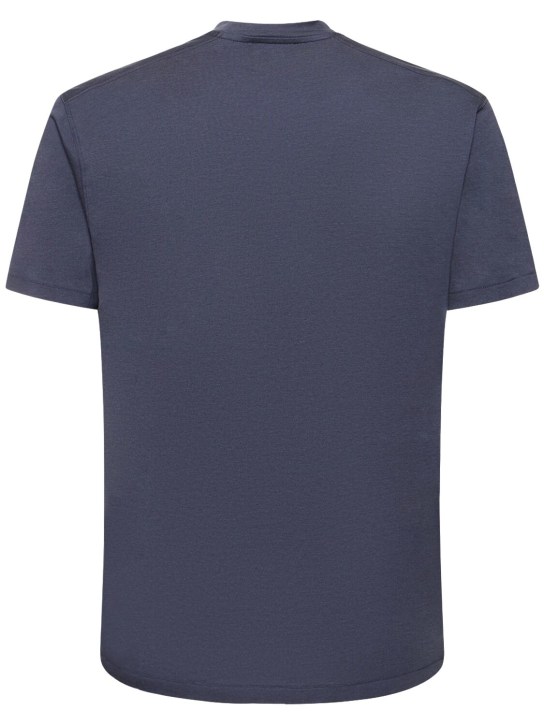 Tom Ford: Cotton blend crewneck t-shirt - Navy - men_4 | Luisa Via Roma