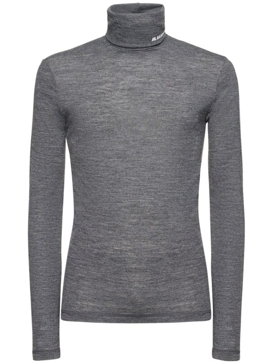 Jil Sander: Wool jersey turtleneck t-shirt - Grey - men_0 | Luisa Via Roma