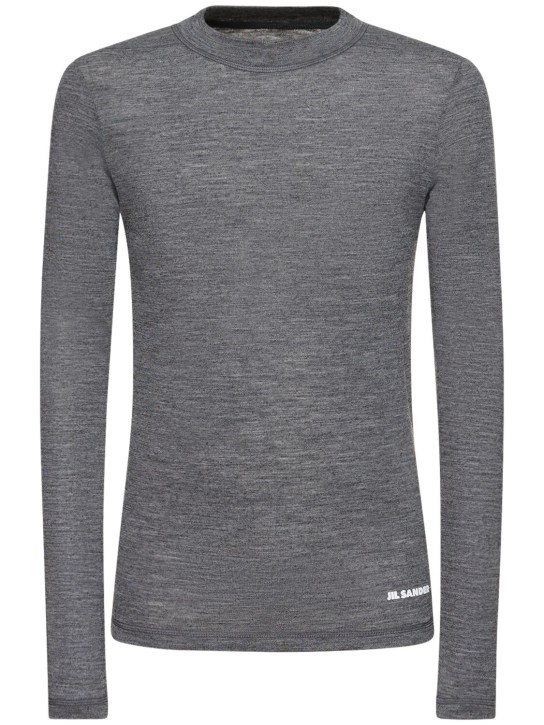 Jil Sander: Lightweight long sleeves t-shirt - Grey - men_0 | Luisa Via Roma