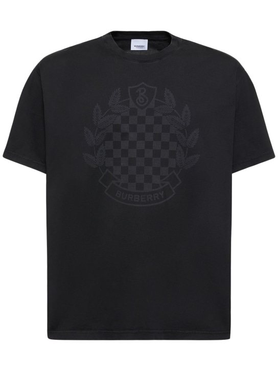 Burberry: Ewell checkerboard printed t-shirt - Black - men_0 | Luisa Via Roma