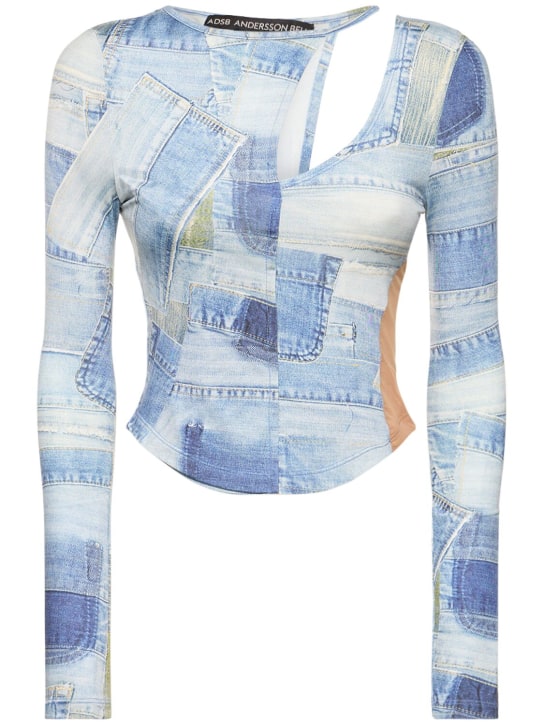 Andersson Bell: Anja patch print jersey top - Blue - women_0 | Luisa Via Roma