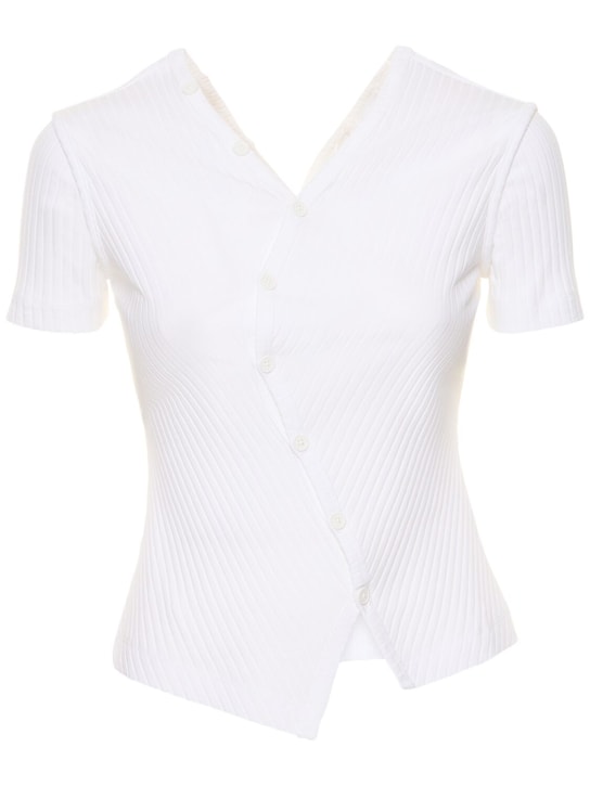 Helmut Lang: Asymmetric twisted cotton top - Beyaz - women_0 | Luisa Via Roma