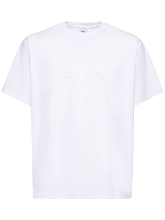 Burberry: T-shirt en jersey de coton Raynerton - Blanc - men_0 | Luisa Via Roma