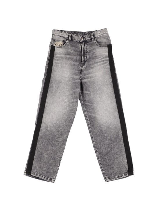 N°21: Jeans in denim di cotone / bande laterali - Nero - kids-boys_0 | Luisa Via Roma