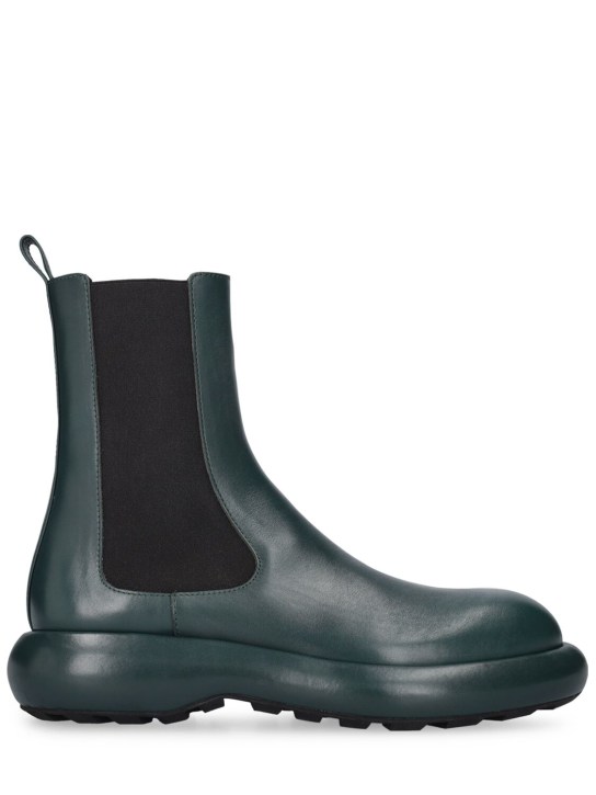 Jil Sander: 40mm Leather ankle boots - Petrolblau - women_0 | Luisa Via Roma