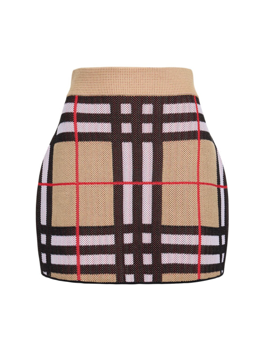 Burberry: Haizel Check jacquard mini skirt - Archive Beige - women_0 | Luisa Via Roma