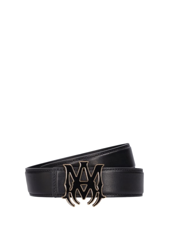 Amiri: 4cm MA leather belt - Black/Gold - men_0 | Luisa Via Roma