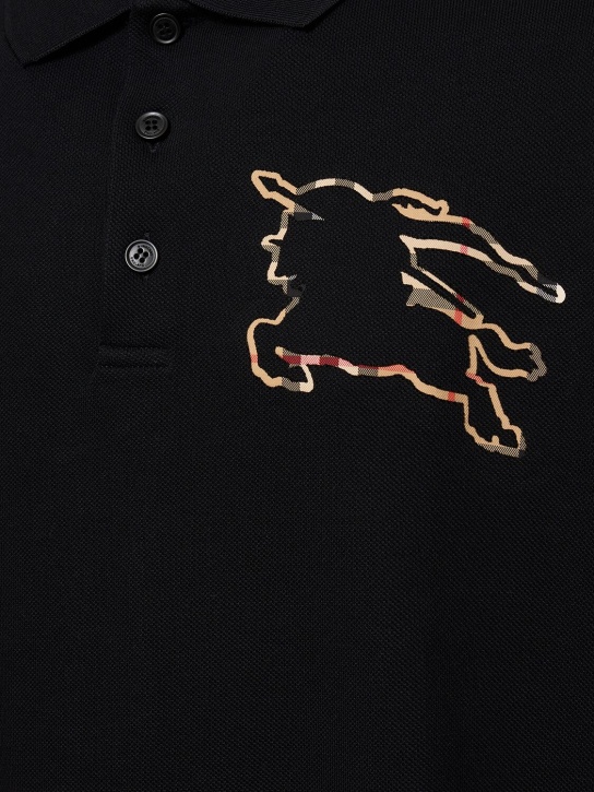 Burberry: Winslow printed logo core fit polo - Black - men_3 | Luisa Via Roma