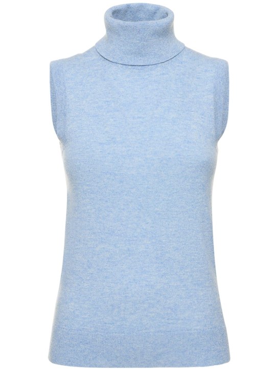 Michael Kors Collection: Sleeveless knit cashmere turtleneck - Light Blue - women_0 | Luisa Via Roma