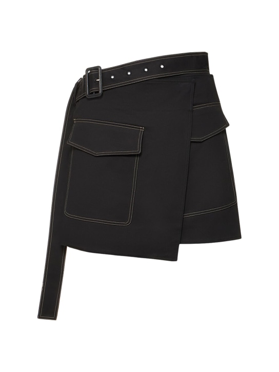 Helmut Lang: Trench stretch cotton mini wrap skirt - Siyah - women_0 | Luisa Via Roma