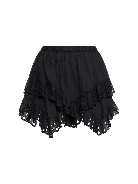 Marant Etoile: Kaddy ruffled cotton mini skirt - Black - women_0 | Luisa Via Roma