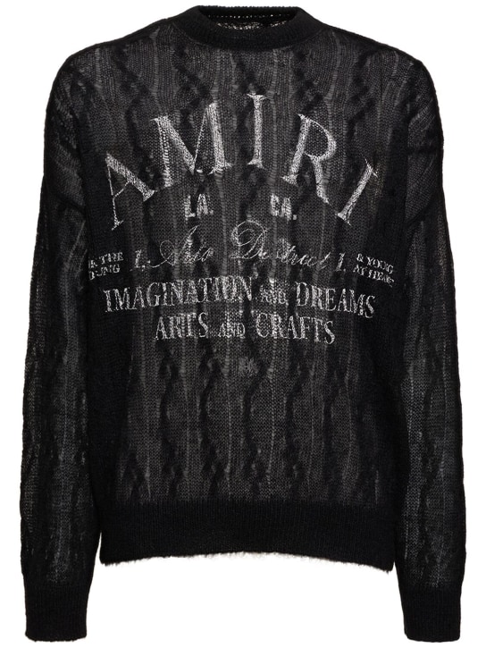 Amiri: Arts District wool blend crew sweater - Black - men_0 | Luisa Via Roma
