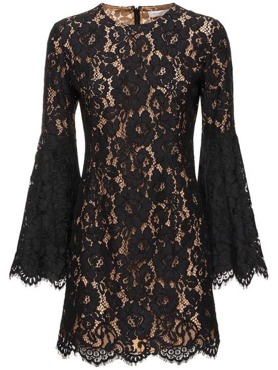 Michael Kors Collection: Floral lace cotton blend mini dress - Siyah - women_0 | Luisa Via Roma