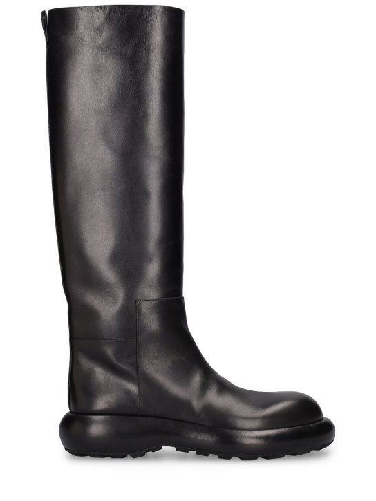 Jil Sander: 25mm Leather tall boots - Black - women_0 | Luisa Via Roma