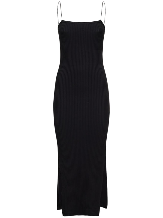 Helmut Lang: Ribbed cotton jersey midi dress - Black - women_0 | Luisa Via Roma